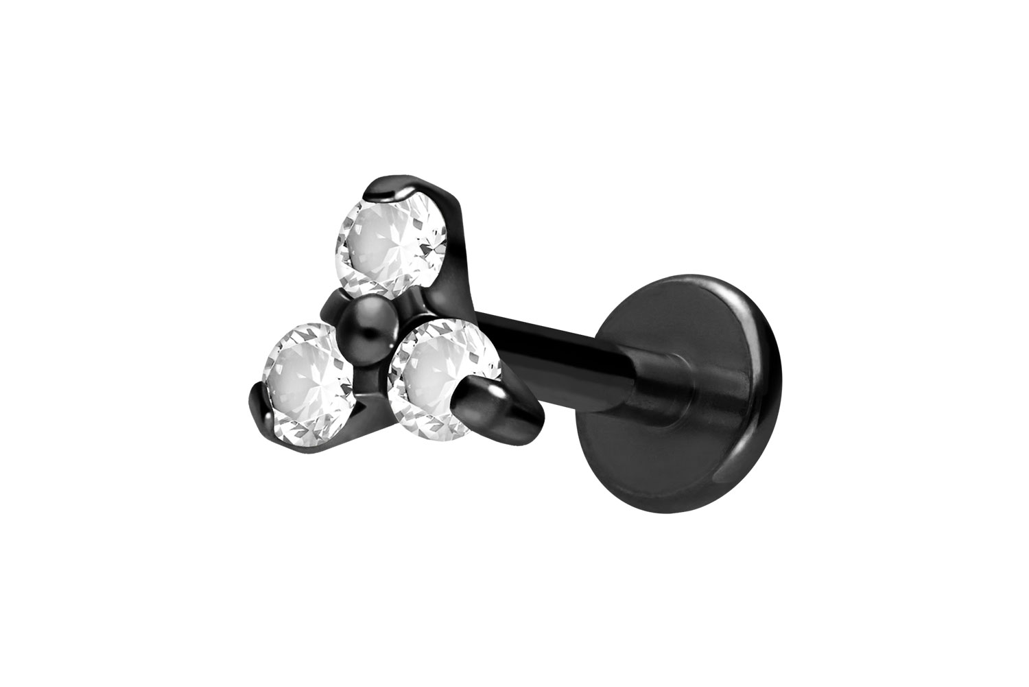 Titan Labret Piercing mit Innengewinde KRISTALLBLUME